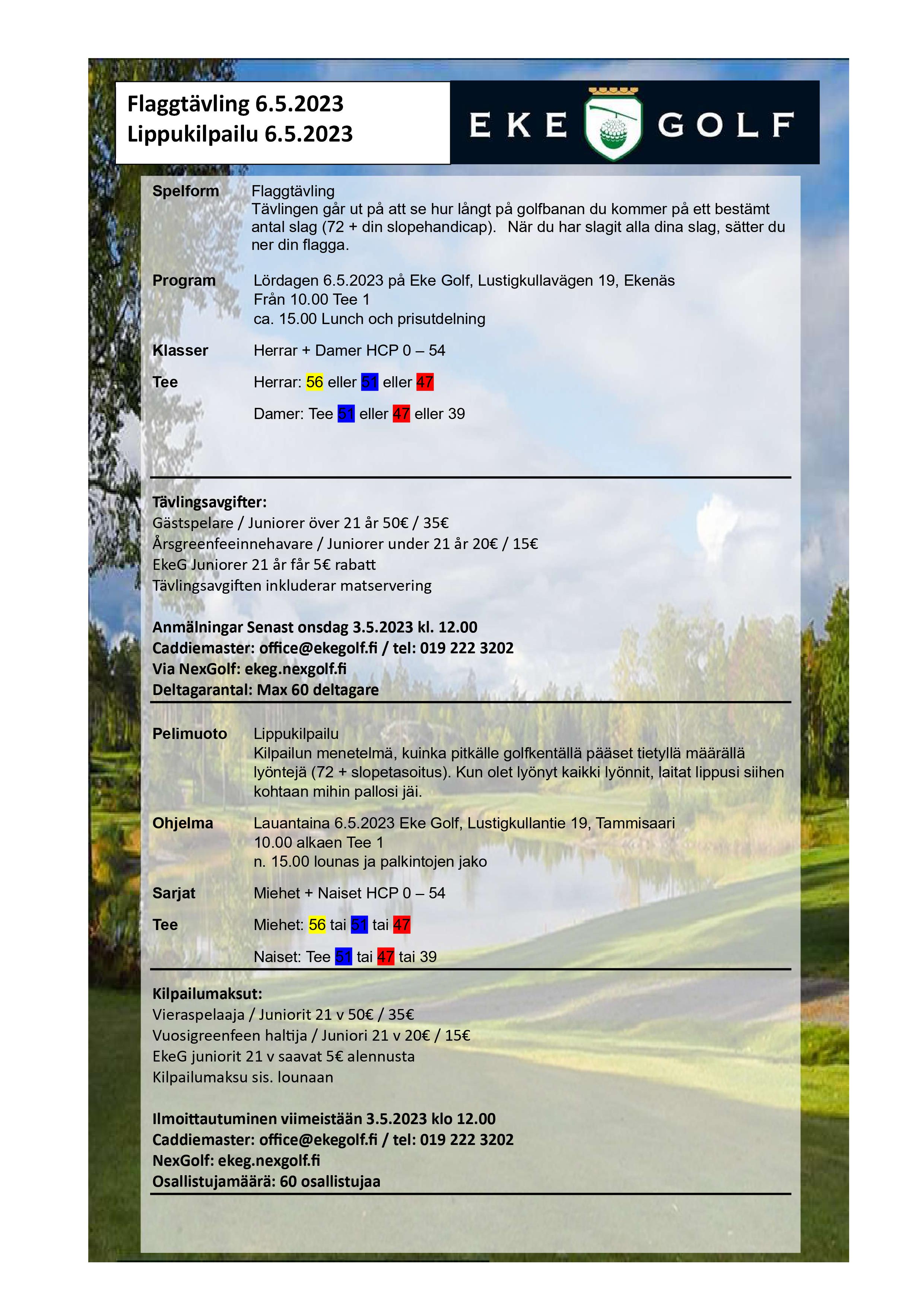 Eke Golf Flaggtävling 2023 inbjudan