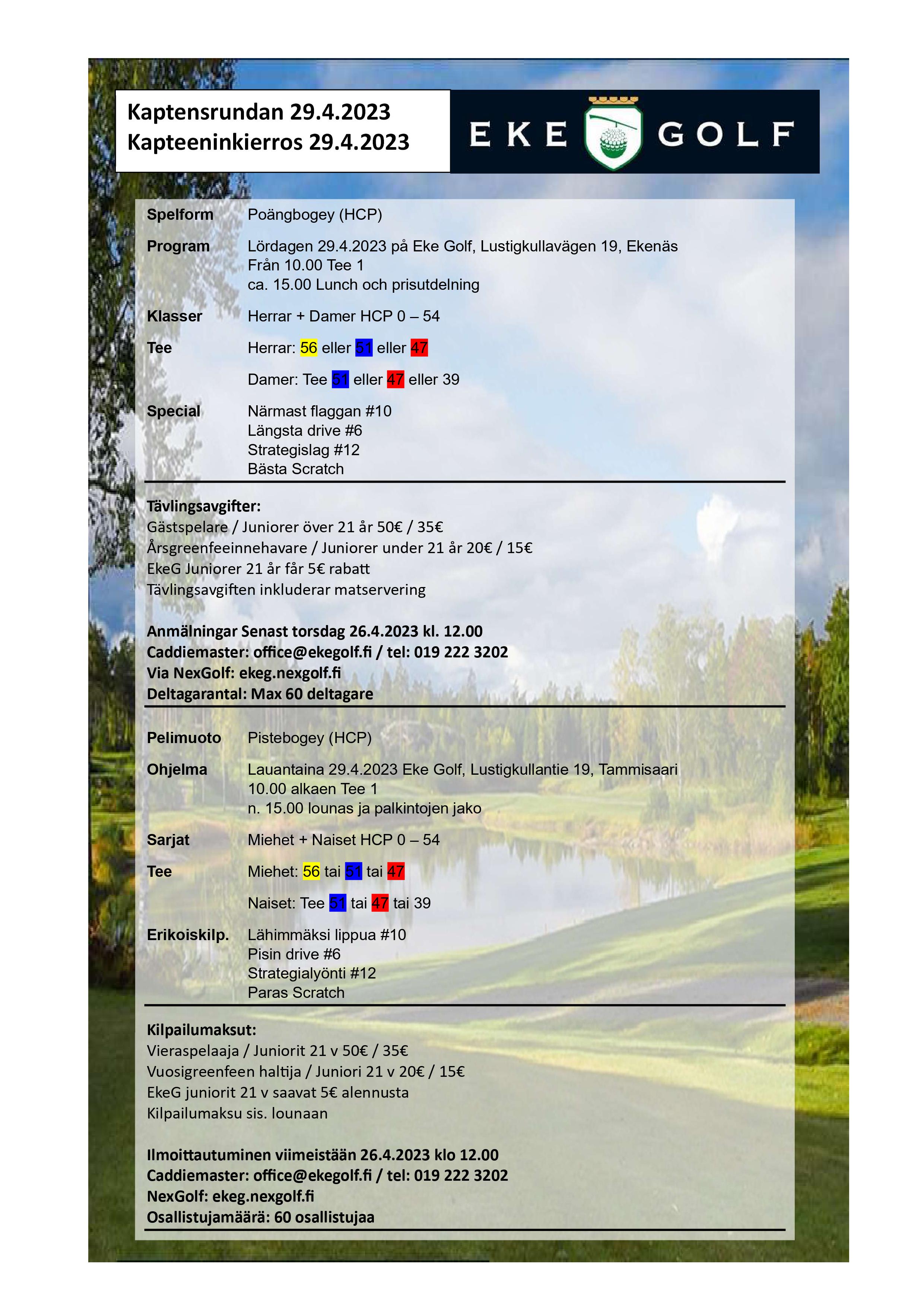 Eke Golf kaptensrundan 2023 inbjudan